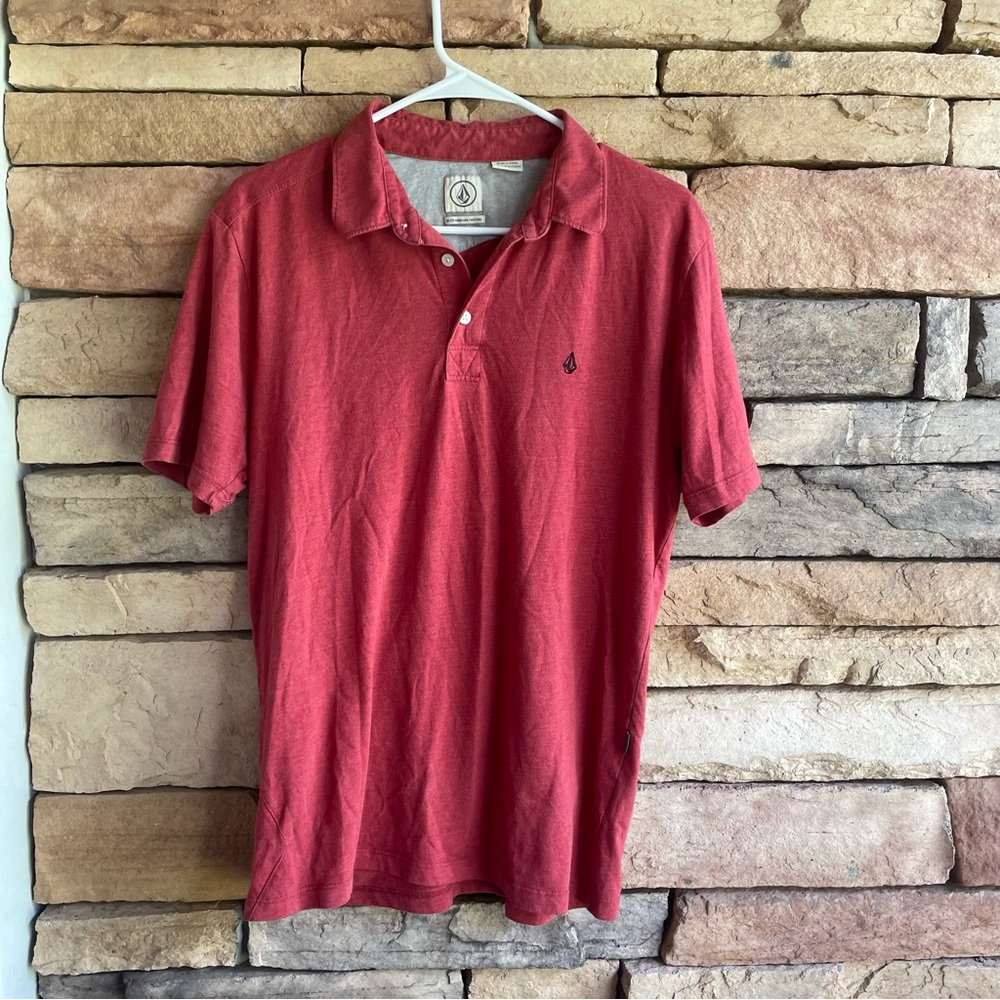 Volcom red short sleeve collared Polo shirt Medium